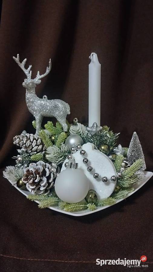Stroik świąteczny bożonarodzeniowy na talerzu 25 małopolskie Koszyce