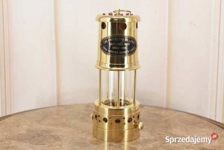 Mosiężna Lampa Naftowa Górniczka Lampion Mosiądz Kraków
