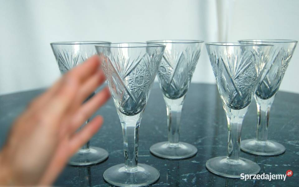 Stare kryształowe szlifowane kieliszki do wina 5 przezroczysty Lublin sprzedam