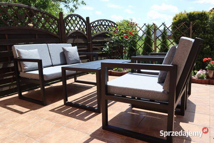 Meble ogrodowe stalowe komplet poduszki śląskie Gołkowice