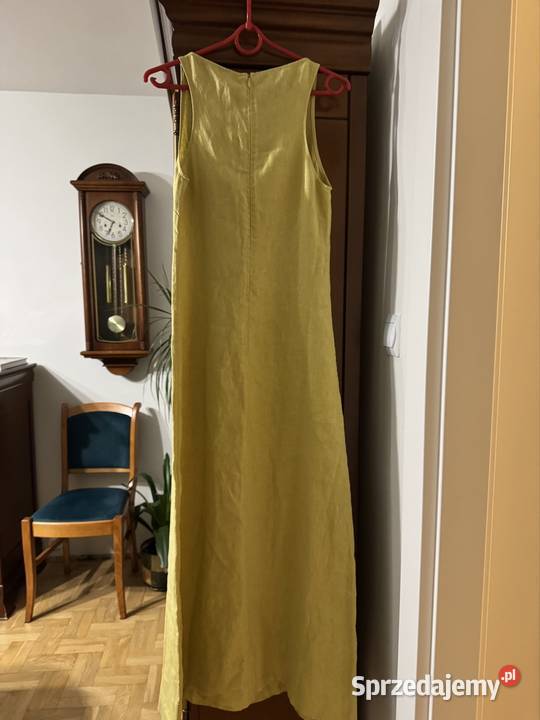 Sukienka damska 34 Massimo Dutti limonkowa z lnu Częstochowa