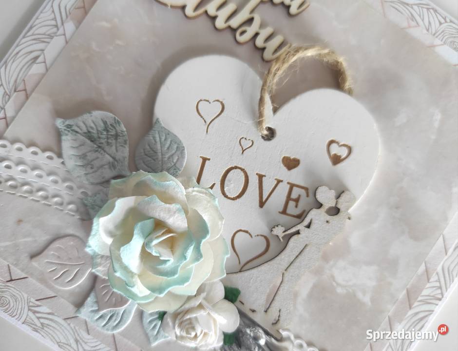 Kartka ręcznie robiona na Ślub z pudełeczkiem Łódź