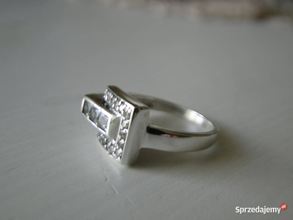 Piękny okazały pierścionek srebro 925 srebro Pierścionki Warszawa