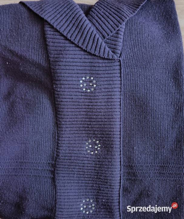 Sweter fioletowy z szalowym kołnierzem fioletowy Gdańsk sprzedam
