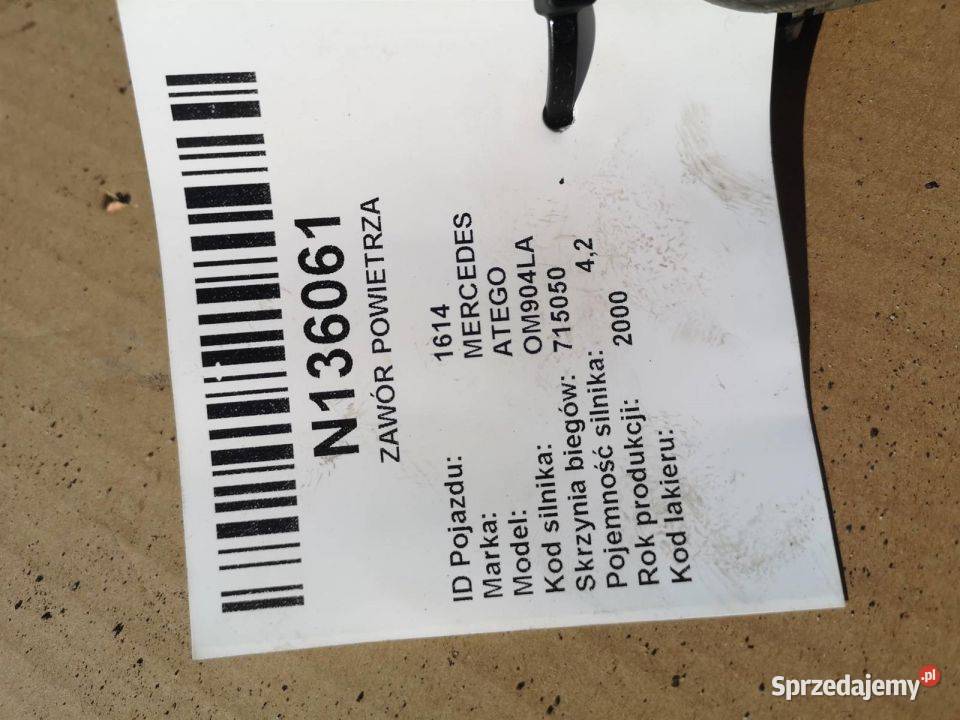 ZAWÓR POWIETRZA MERCEDES ATEGO 815 Lipno