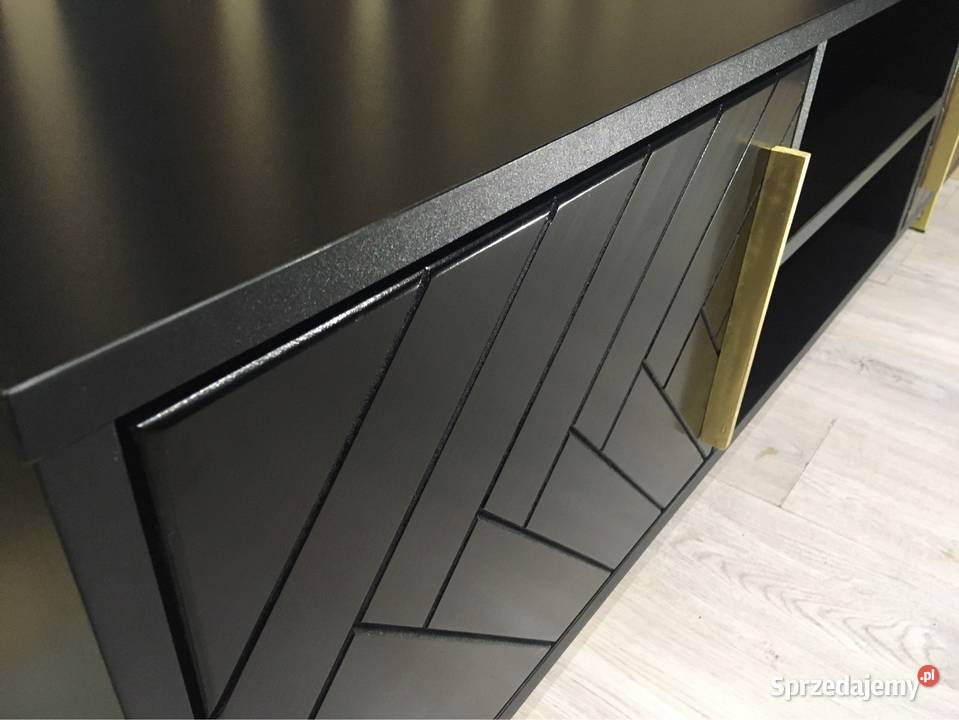 Szafka RTV sideboard 150 czarna fronty jodełka Jarosław