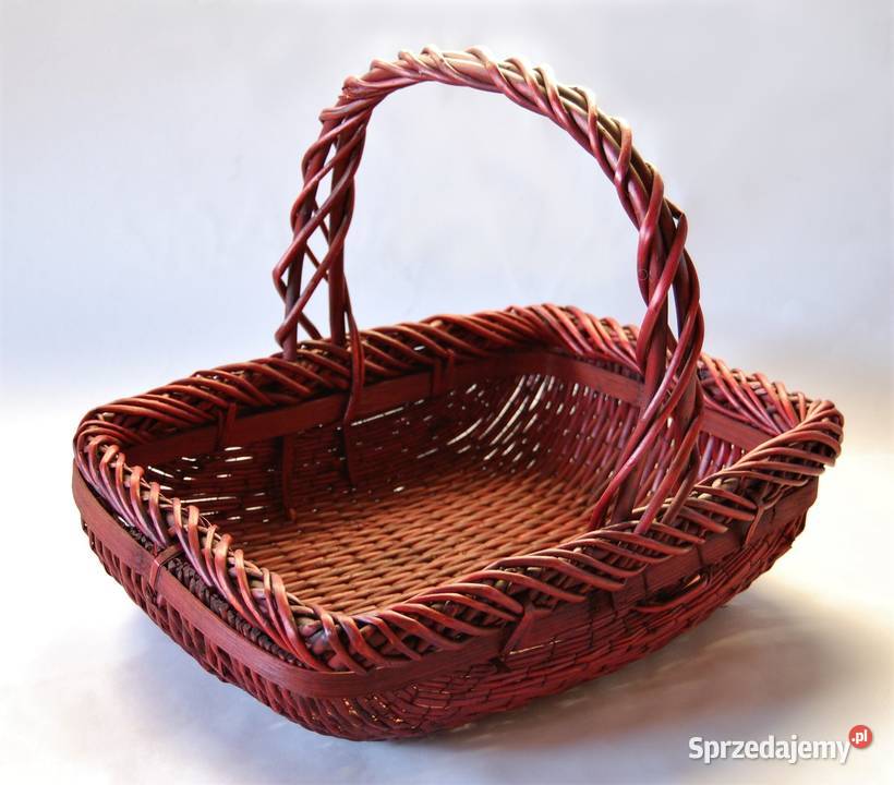Kosz pleciony drewniany wiśniowy bordowy rattan Pozostałe Pozostałe Lublin