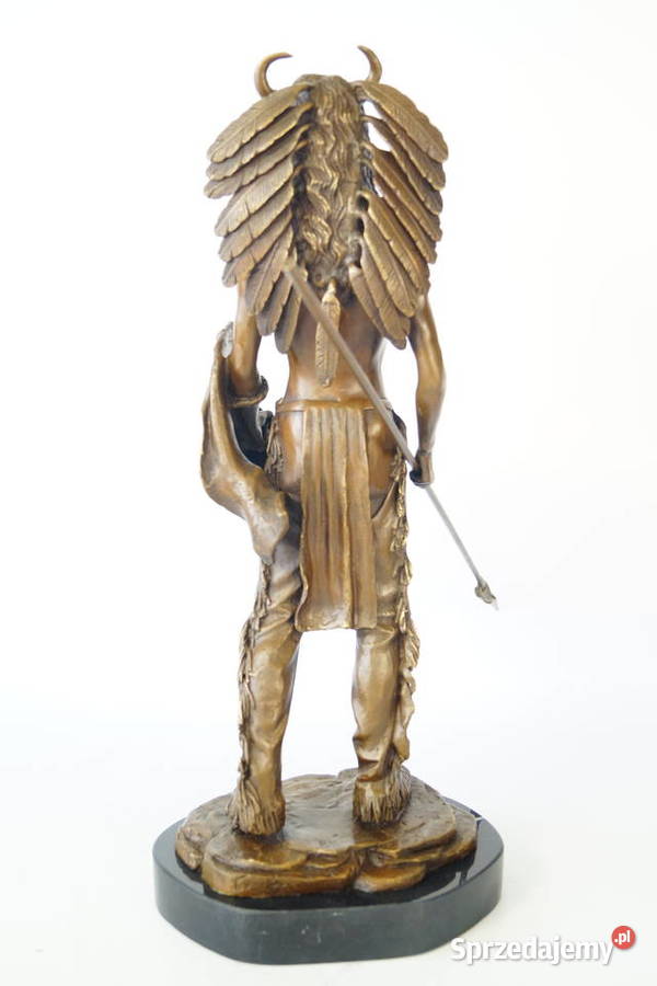 INDIANIN Z BRĄZU rzeźba figura duża wojownik Gizałki