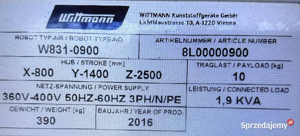 Robot Wittmann W831 2016 1 Sosnowiec