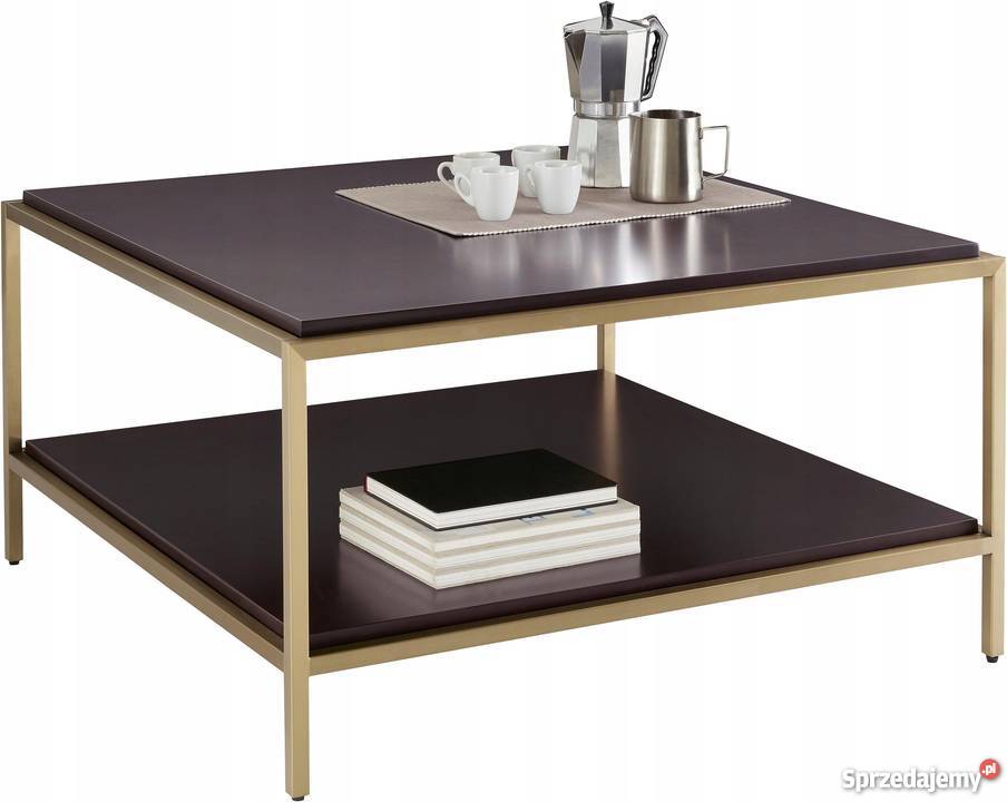 Nowy, nowoczesny stolik kawowy, złota rama, blat mdf, 90cm