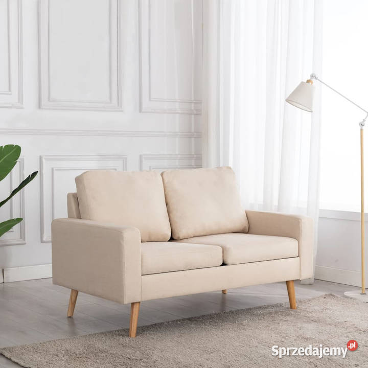 2osobowa sofa kremowa tapicerowana tkaniną Warszawa
