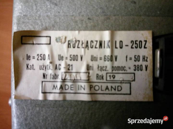 Rozłącznik LO 250z śląskie Częstochowa sprzedam