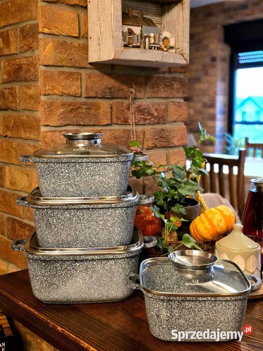 249 Garnki brytfanki marmurkowe czarne szare 4 Garnki i szybkowary Zabrze