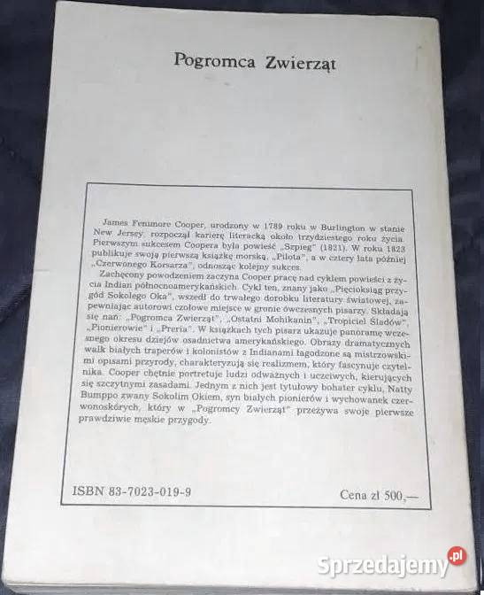 Pogromca Zwierząt James Fenimore Cooper Rok wydania 1988 Pozostałe Chełm