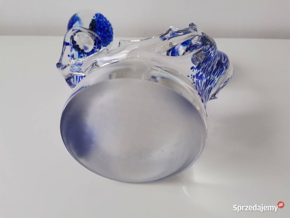 Stary duży szklany kolorowy świecznik lampka Katowice