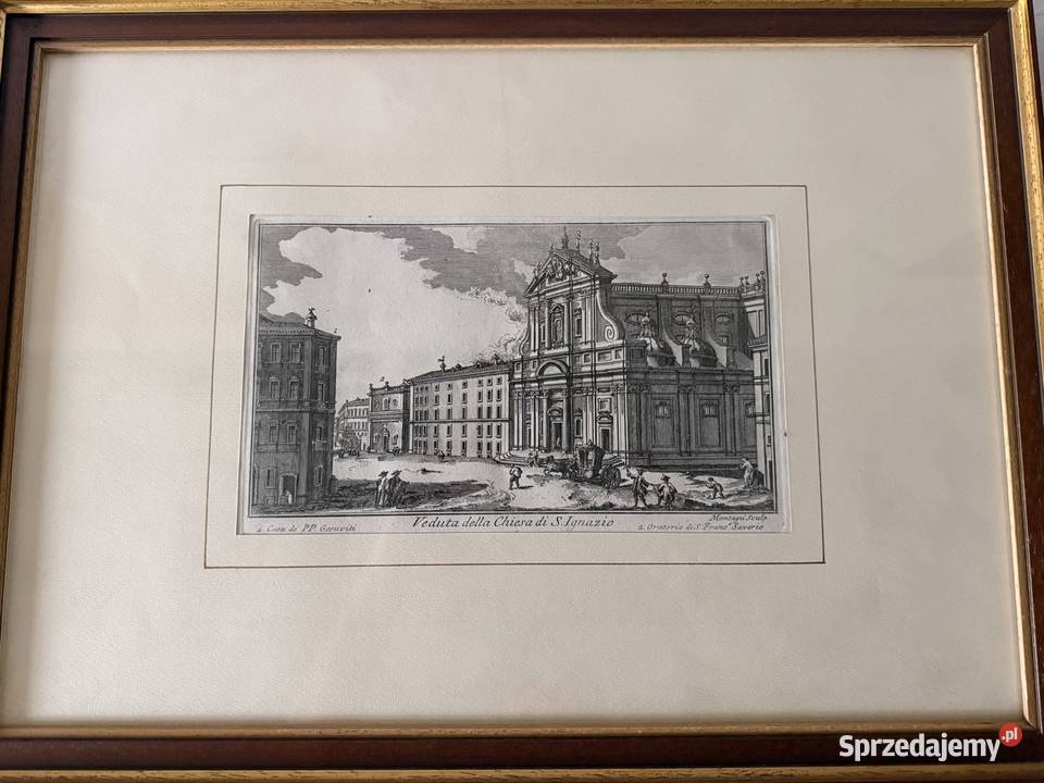 Antyczny Miedzioryt 1770 Veduta della Chiesa di