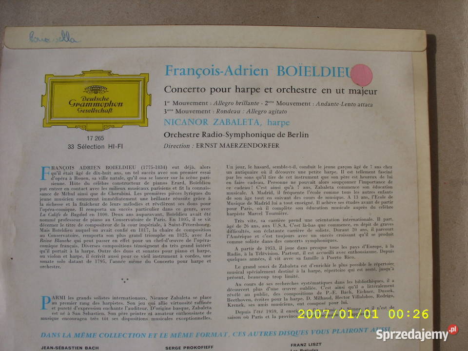 LP WINYL 10 33 OBrLConcerto pour harpe Wołów sprzedam