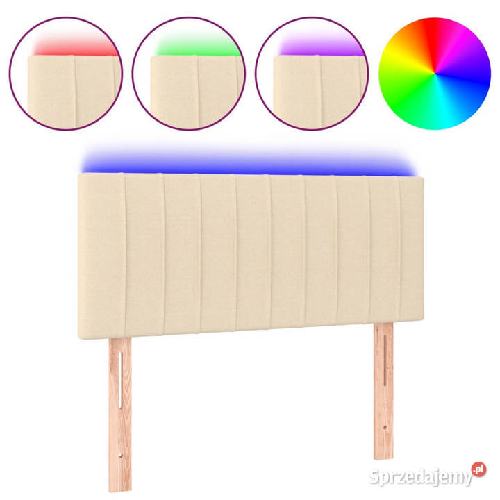 Zagłówek do łóżka z LED kremowy 100x5x7888