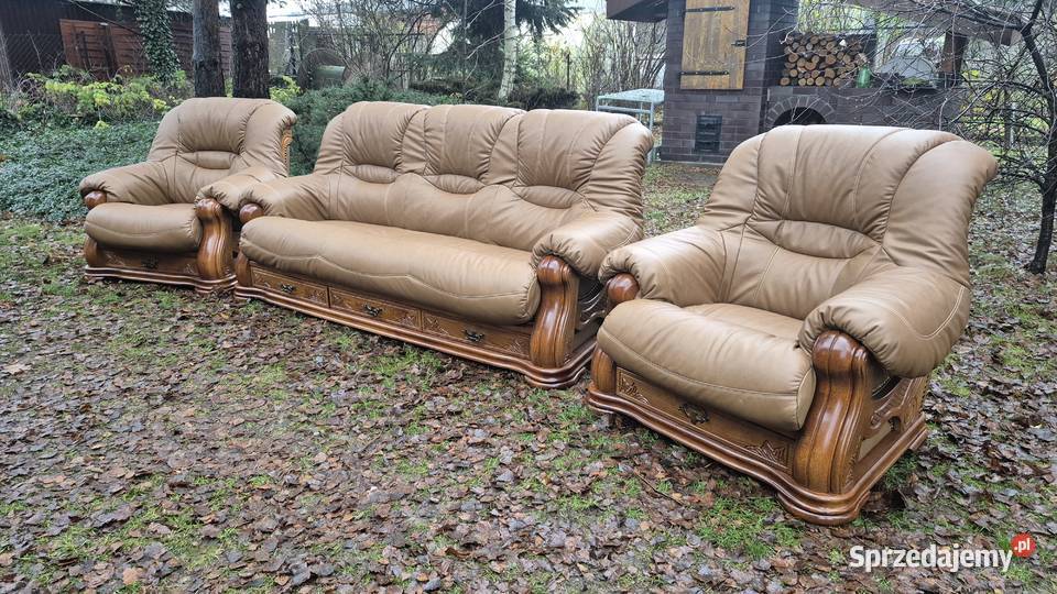 Komplet wypoczynkowy 3 1 1 Nowa skóra naturalna