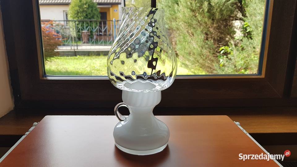 Świecznik kaganek z kloszem Tarnowiec szkło PRL Porcelana i szkło Antyki, Sztuka, Kolekcje Dąbrowa Górnicza