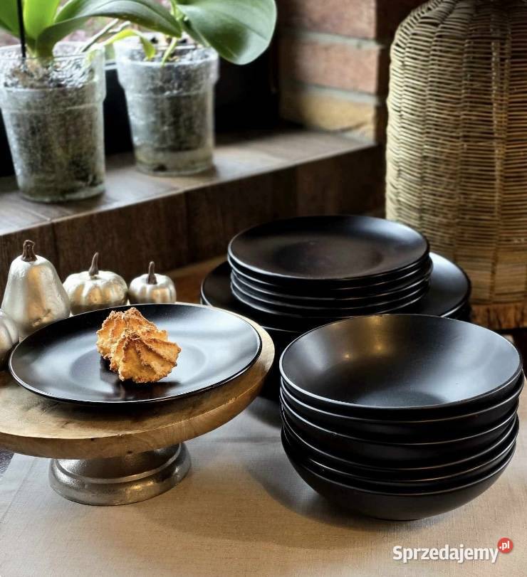 PROMOCJA 139 Zestaw obiadowy 18 elementów czarny