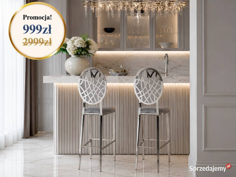 Hoker glamour szary na srebrnych nogach 47cm mazowieckie Warszawa