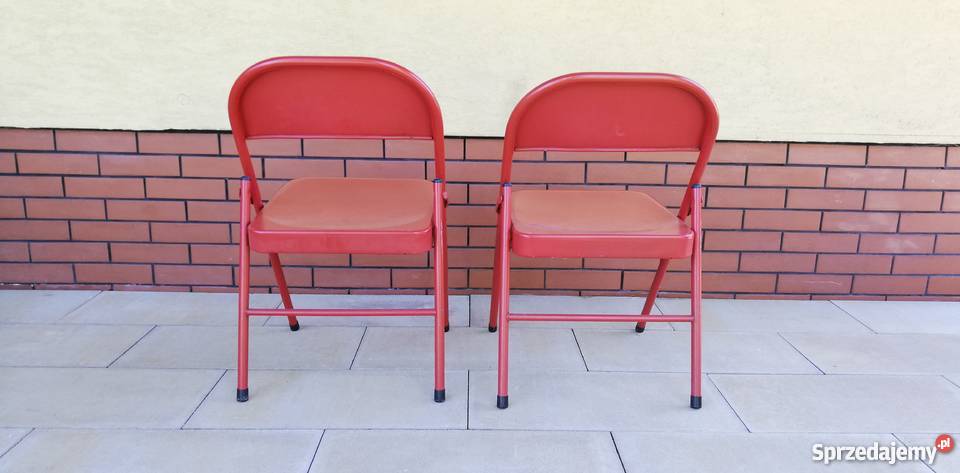 Krzesła metalowe czerwone składane ogrodowe sprzedam