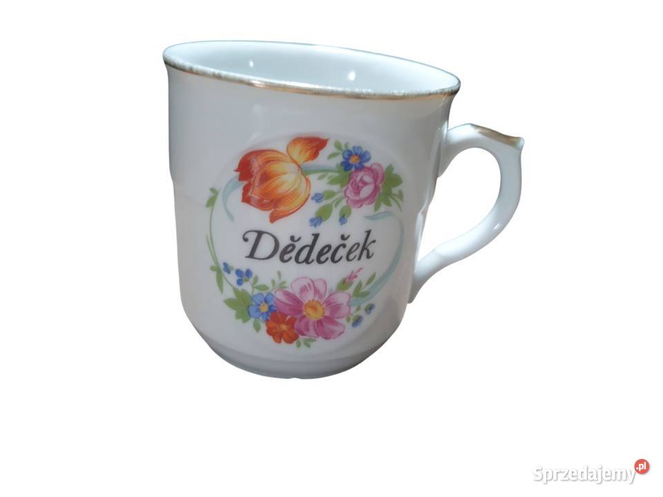 Stary porcelanowy kubek Ddeek Dziadek sygna Thun Cieszyn
