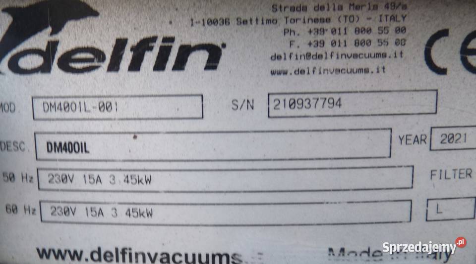 Odkurzacz przemysłowy DELFIN DM 40 OIL do oleju Wrocław
