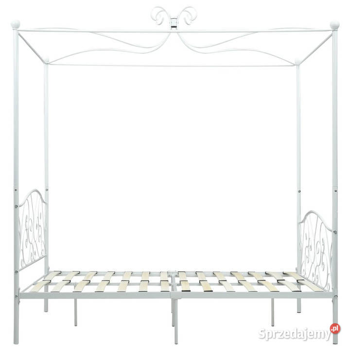 Rama łóżka z baldachimem biała metalowa 140 x 149cm Łóżka Warszawa