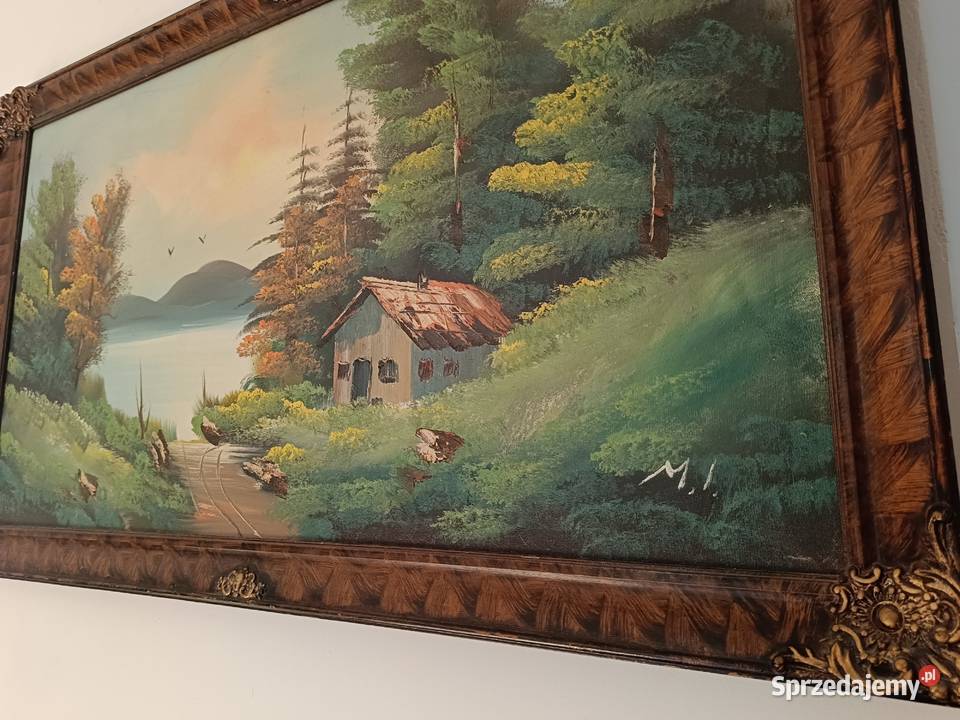 Obraz olejny na płótnie w pięknej ramie Górski kujawsko-pomorskie sprzedam