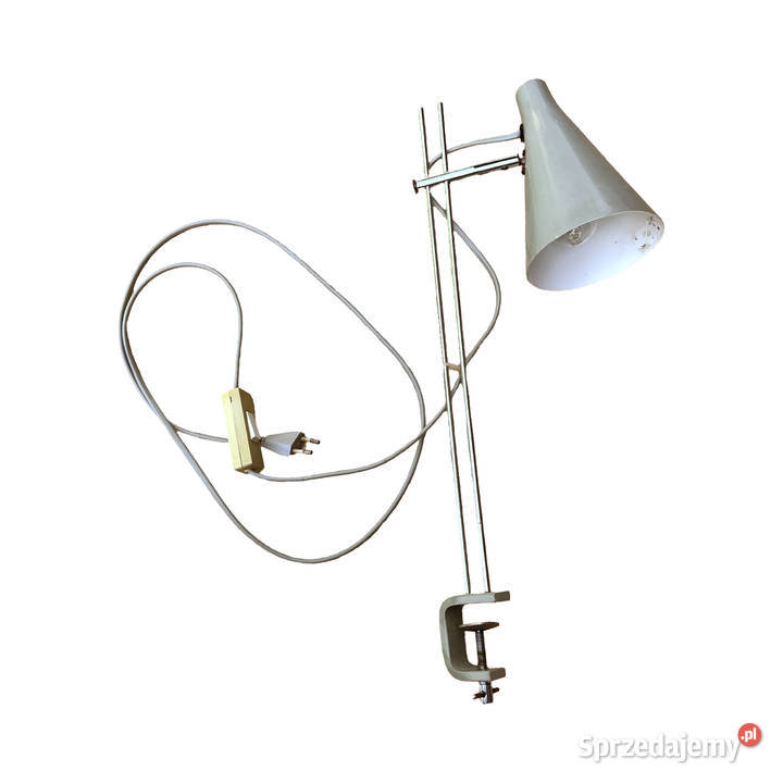 Szara lampa biurkowa proj J Hurka Lidokov Warszawa