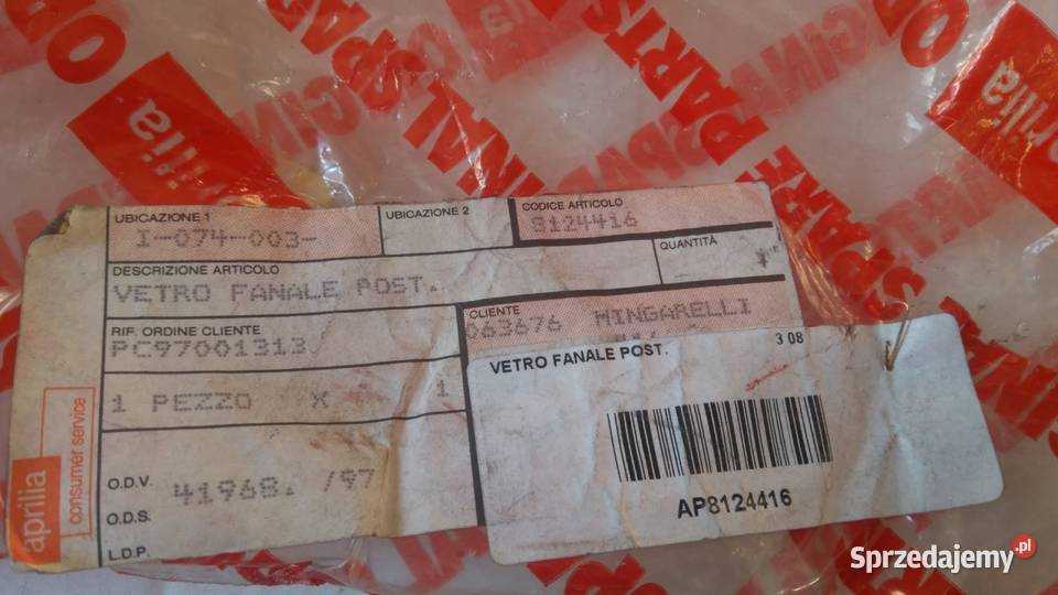 Klosz lampy tylnej tył lampa ORGINAŁ Aprilia Bielsk Podlaski