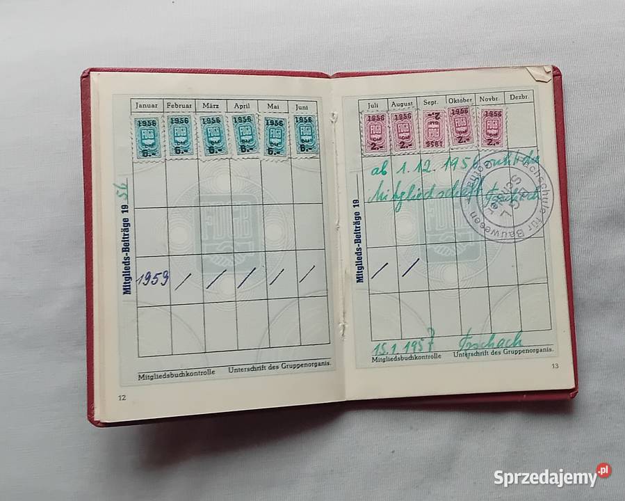 Legitymacja związku zawodowego FDGB NRD 1951 r
