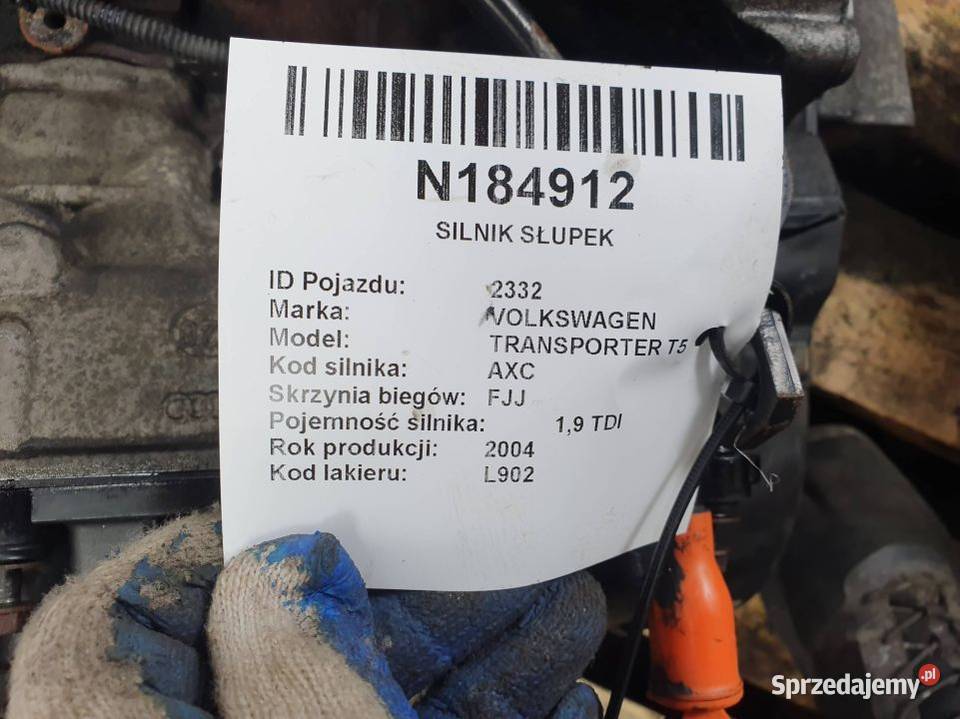SILNIK SŁUPEK VOLKSWAGEN TRANSPORTER T5 19 TDI Lipno