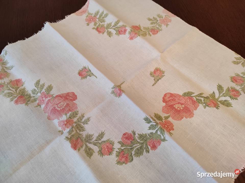 Serwetka lniana 60x60 PRL podlaskie Warpechy Stare