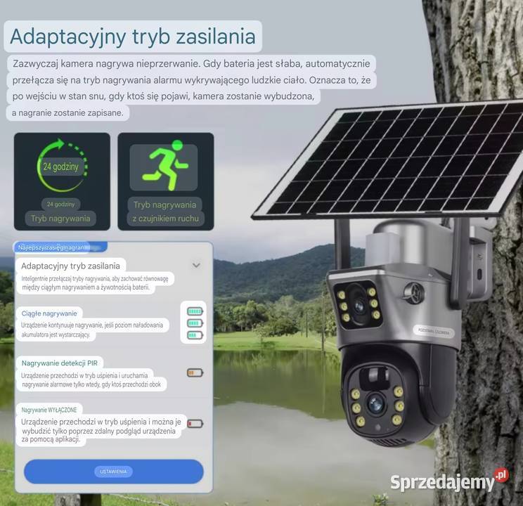 Kamera Solarna Obrotowa na kartę SIM 8MP IP66 Kamery Będzin