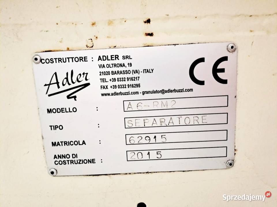 Młyn granulator separator ADLER A6RM2 22 kW małopolskie Stary Sącz