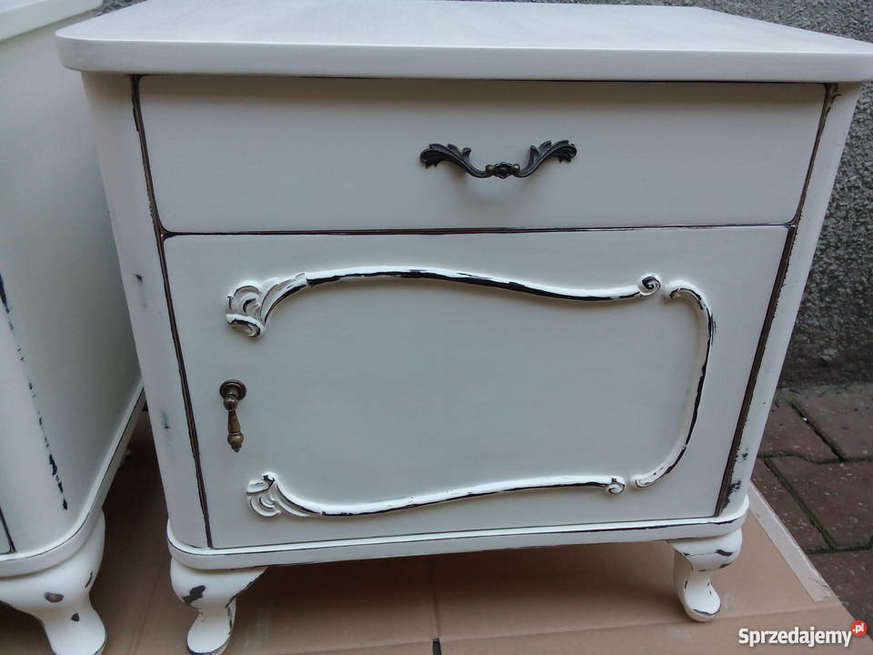 Szafki nocne białe komplet 2 w stylu Vintage Lublin sprzedam