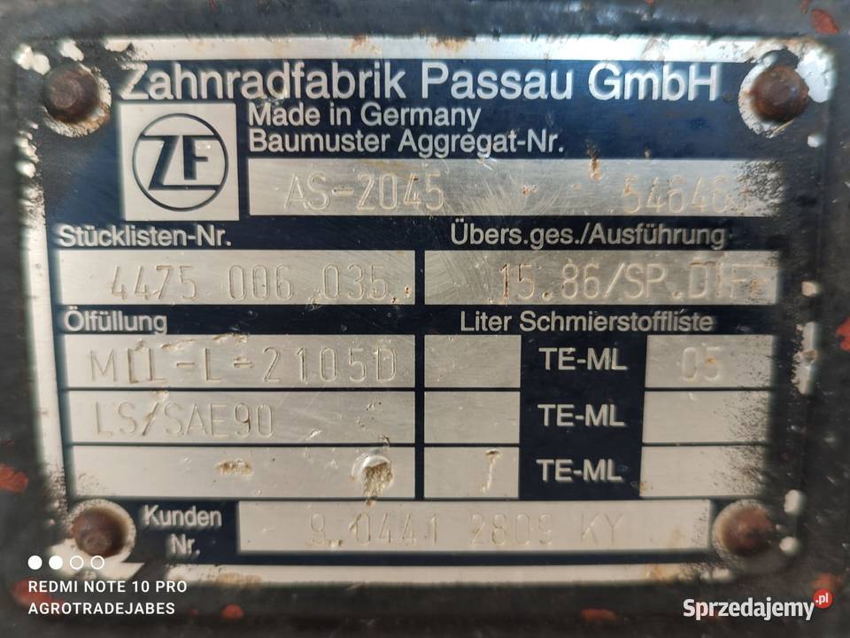 Obudowa przedniej osi AS 2045 DEUTZ FAHR Pozostałe Wilkowo