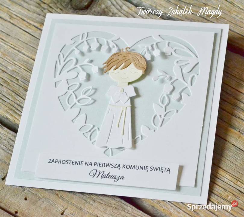 Zaproszenia komunijne ręcznie robione z chłopcem Słupsk sprzedam