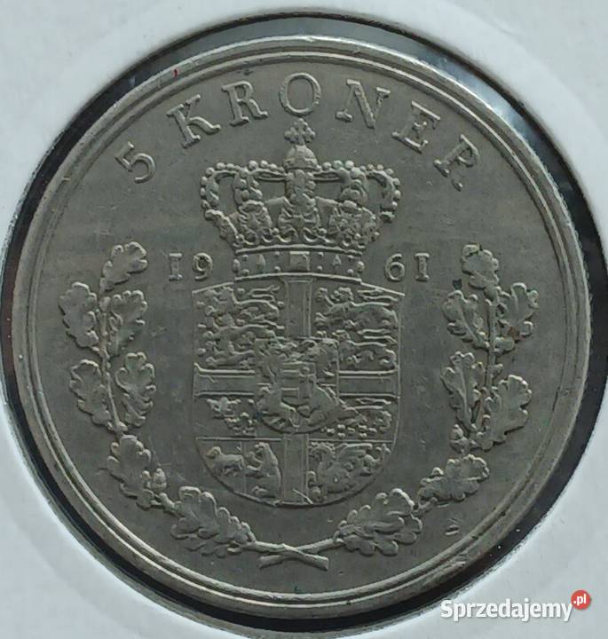 5 Koron Dania 1961 r Fryderyk IX wielkopolskie Konin sprzedam