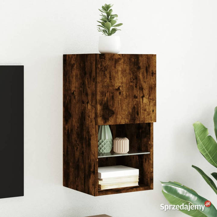 Szafka TV z LED przydymiony dąb 305x30x60 mazowieckie Warszawa