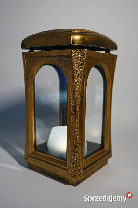 Złoty znicz żywiczny lampion retro Częstochowa sprzedam