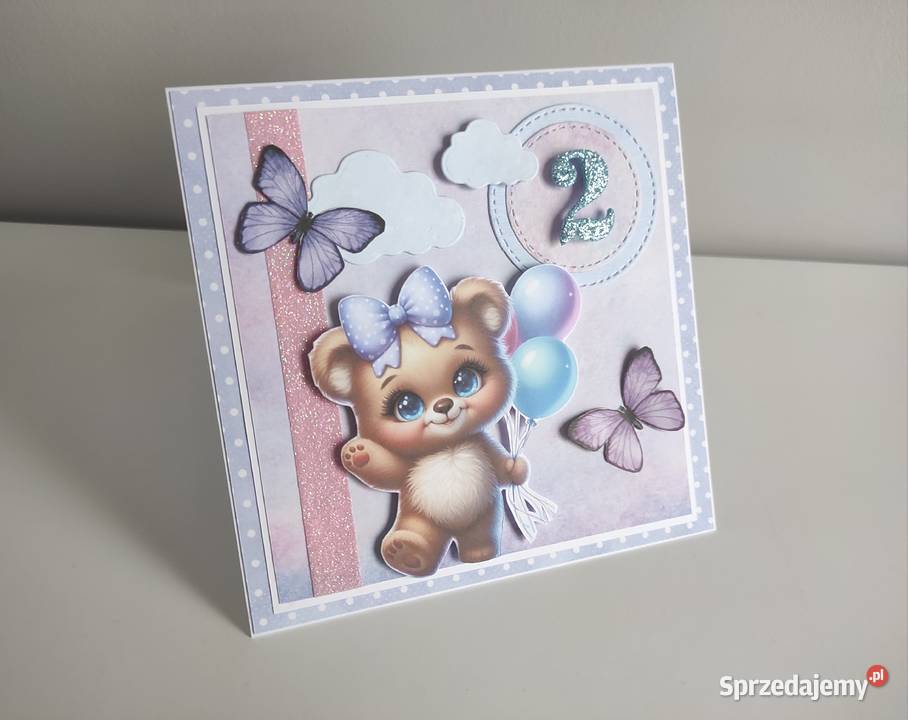 Kartka ręcznie robiona na urodziny roczek z łódzkie