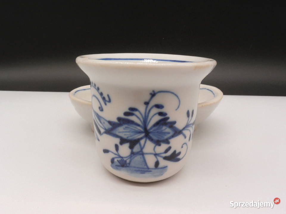 Stary ceramiczny przyprawnik dwojaczki niebieski Raszków