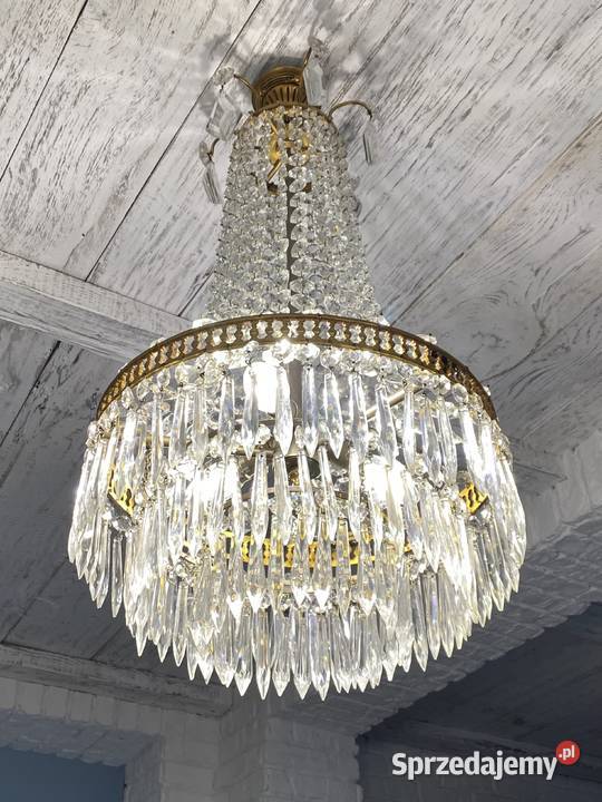 Francuski kryształowy Żyrandol 33 mosiądz 3 sprzedam