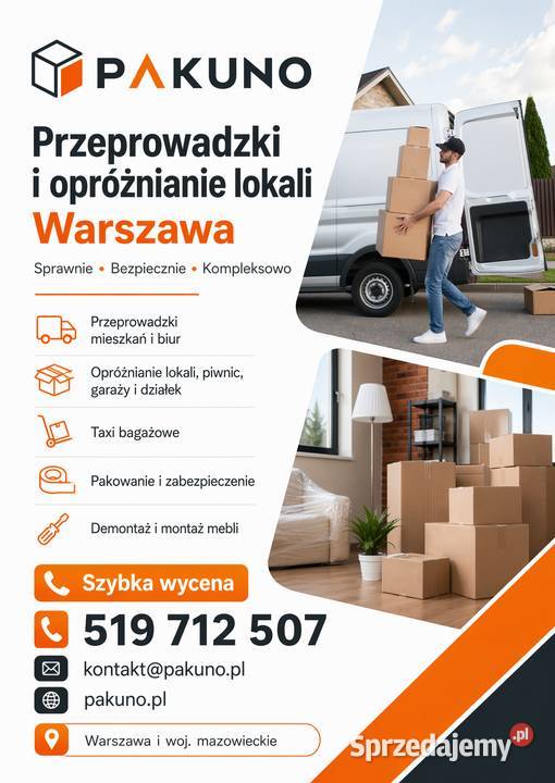 PAKUNO przeprowadzki i opróżnianie Warszawa i Wywóz gruzu i śmieci