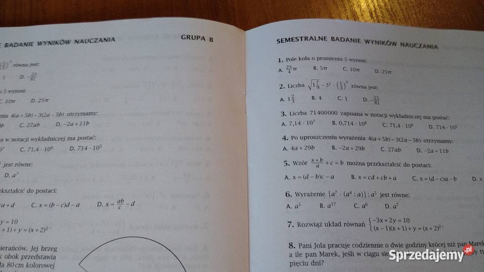 Matematyka 2 sprawdziany klasy drugiej gimnazjum Gdańsk