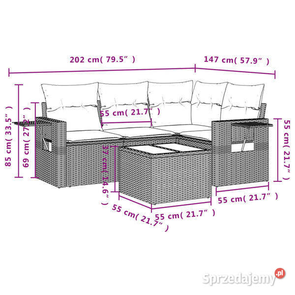 vidaXL 5cz zestaw wypoczynkowy do ogrodu Warszawa